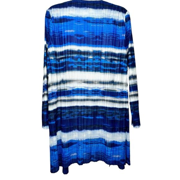 Chicos Open Front Cardigan Large Textured Crinkle Shades of Blue NO SIZE TAG - Picture 2 of 13